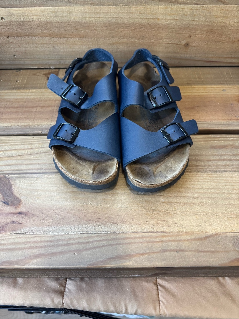 Birki’s by Birkenstock Navy Blue Buckle Sandals